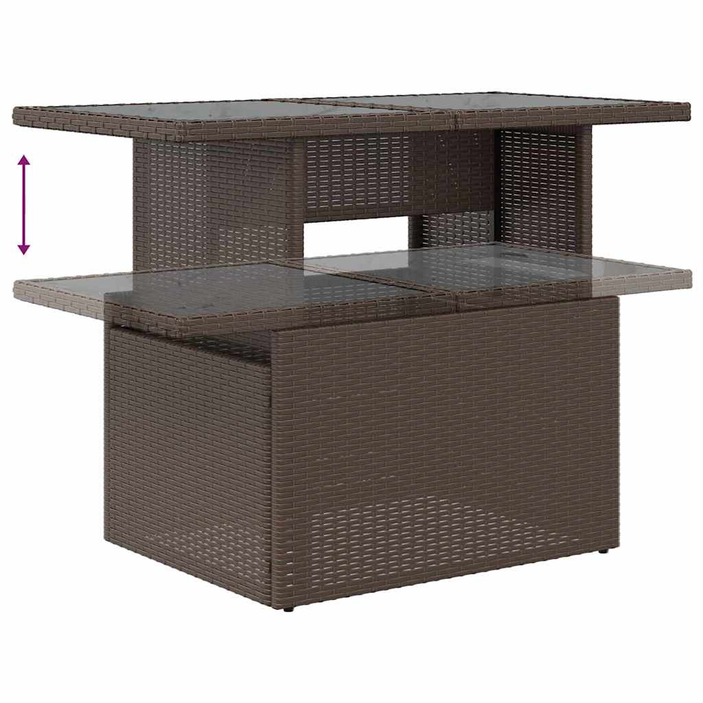 Havesofa Sæt med pude 8 pcs Brun Poly rattan