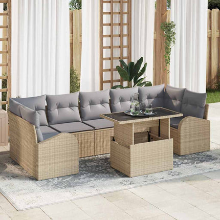 Havesofa Sæt 8 stk. Beige polyrattan