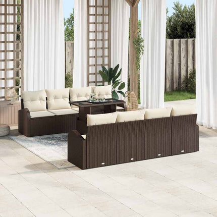 Havesofa Sæt 9 stk. Brun polyrattan