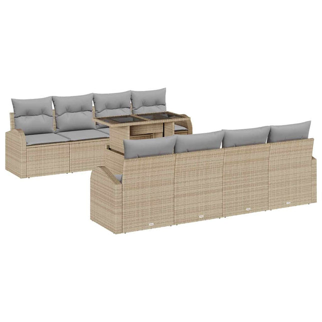 Havesofa Sæt med pude 7 pcs Beige Poly rattan