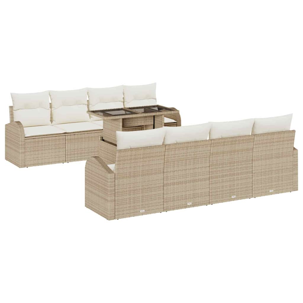 Havesofa Sæt med pude 7 pcs Beige Poly rattan