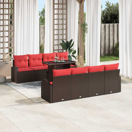 Havesofa Sæt 9 stk. Brun polyrattan