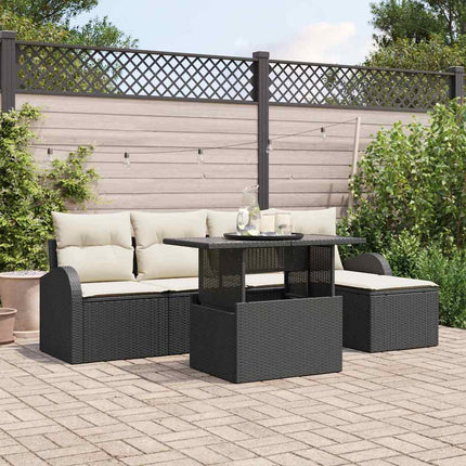 Havesofa Sæt 6 stk. Sort polyrattan