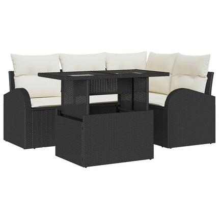 Havesofa Sæt 5 stk. Sort polyrattan