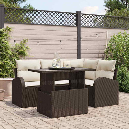 Havesofa Sæt 5 stk. Brun polyrattan
