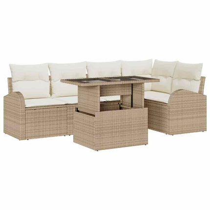 Havesofa Sæt 6 stk. Brun og Creme polyrattan