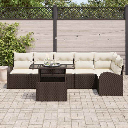Havesofa Sæt 7 stk. Brun og Creme polyrattan