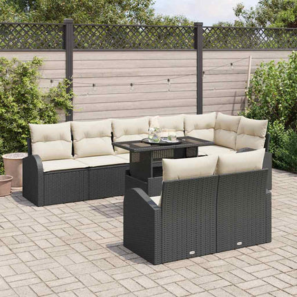 Havesofa Sæt 9 stk. Sort og Cream polyrattan