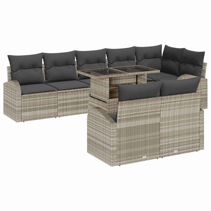 Havesofa Sæt 9 stk. Lysegrå polyrattan