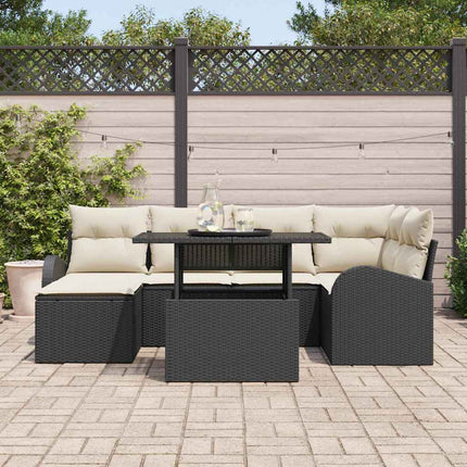 Havesofa Sæt 7 stk. Sort og Cream polyrattan