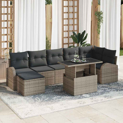 Havesofa Sæt 8 stk. Grå polyrattan