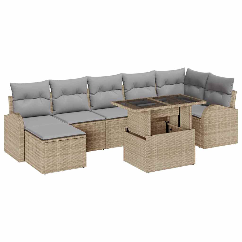 Havesofa Sæt med pude 8 pcs beige og lysegrå