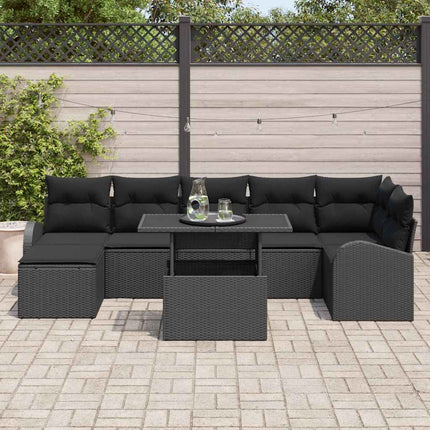 Havesofa Sæt med pude 8 pcs Sort
