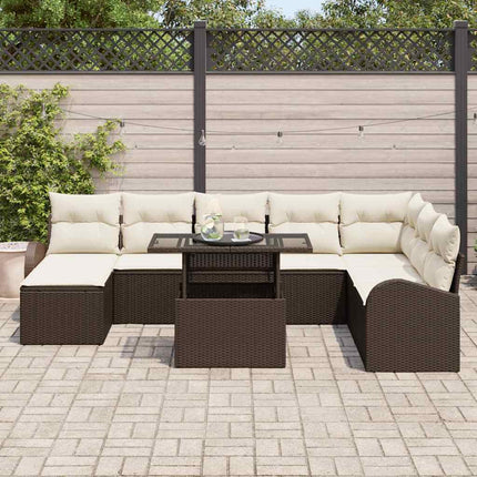 Havesofa Sæt 9 stk. Brun og Creme polyrattan