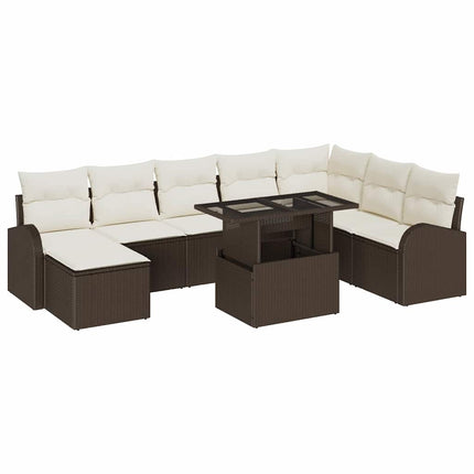 Havesofa Sæt 9 stk. Brun og Creme polyrattan