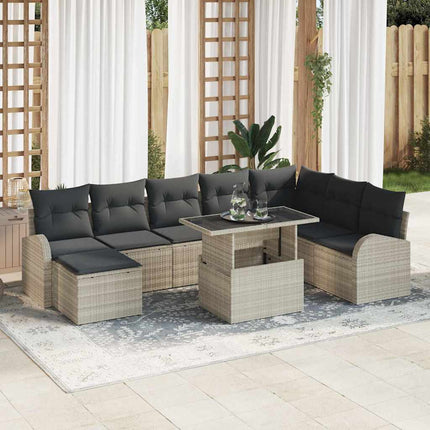Havesofa Sæt 9 stk. Lysegrå polyrattan