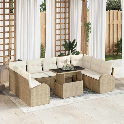 Havesofa Sæt 10 stk. Beige og creme polyrattan