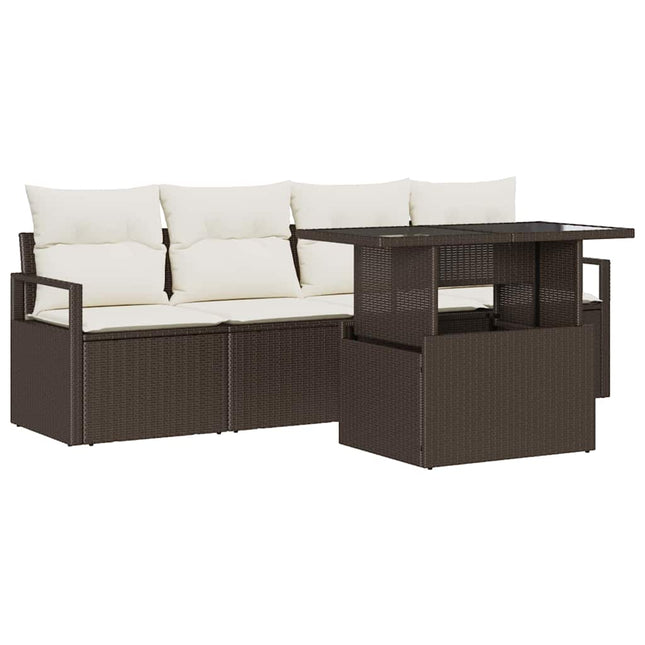 Havesofa Sæt 5 stk. 4-Antal sæder Brun polyrattan