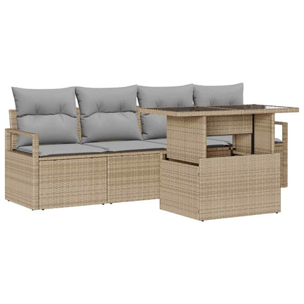 Havesofa Sæt 5 stk. 4-Antal sæder Beige polyrattan