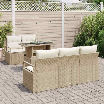Havesofa Sæt 6 stk. 5-Antal sæder Beige og creme polyrattan