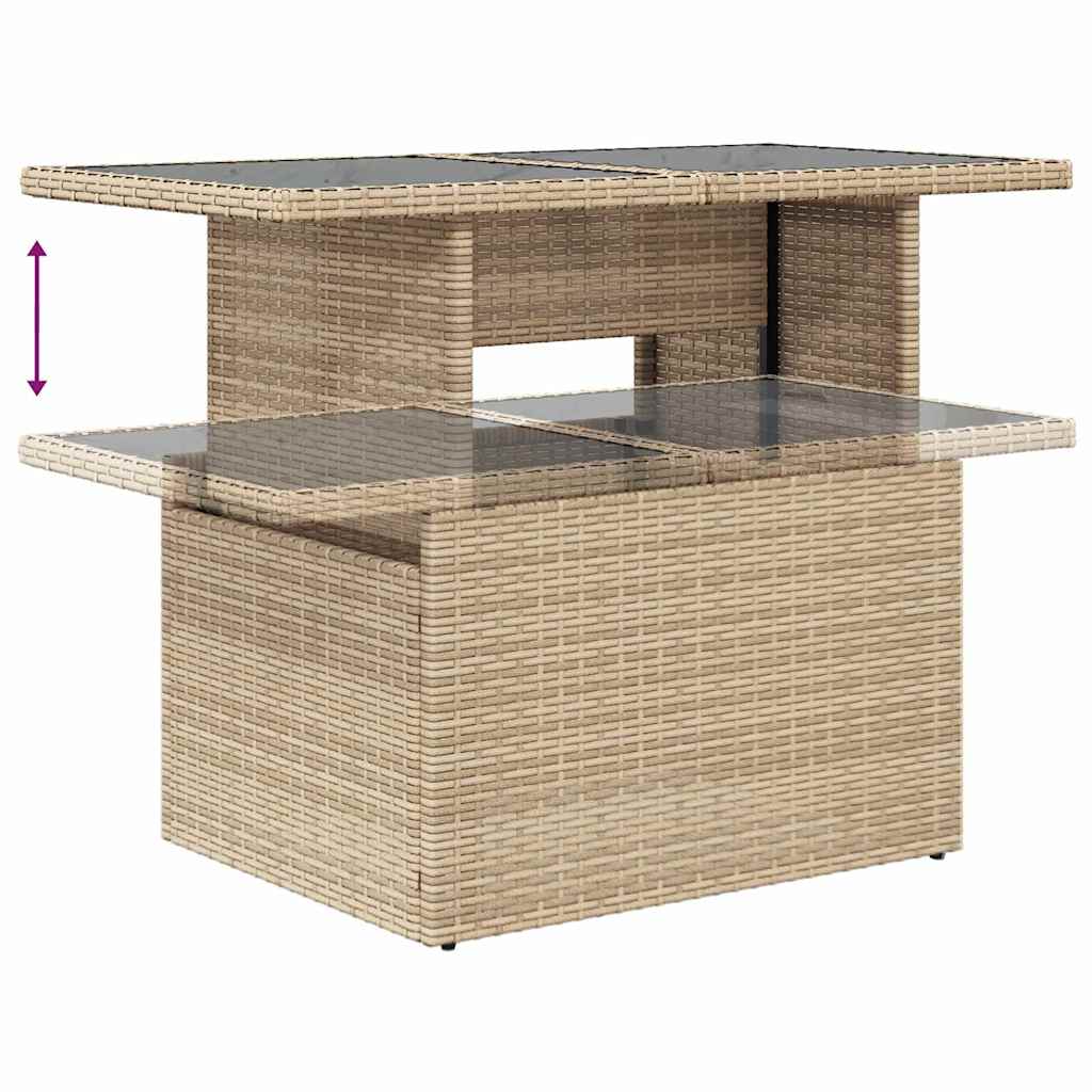 Havesofa Sæt med opbevaring 7 pcs Beige og lys grå polyrattan
