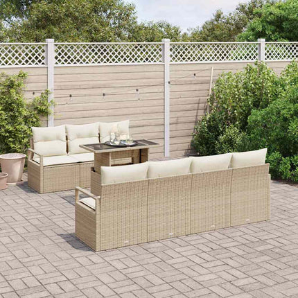 Havesofa Sæt 8 stk. 7-Antal sæder Beige og creme polyrattan