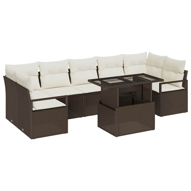 Havesofa Sæt 8 stk. 7-Antal sæder Brun og Creme polyrattan