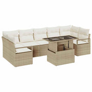 Havesofa Sæt med pude 8 pcs beige og cremefarvet polyrattan