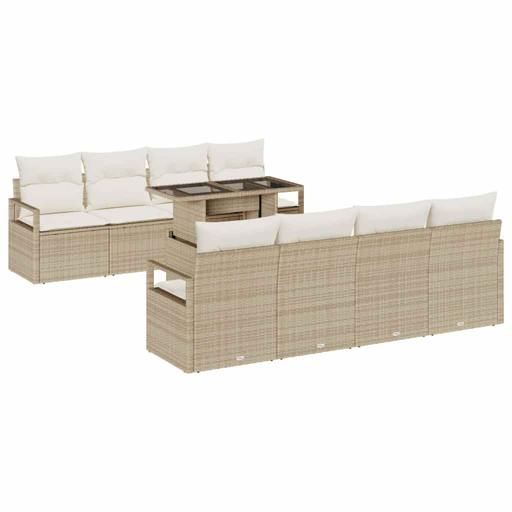 Havesofa Sæt med pude 7 pcs Beige og creme polyrattan