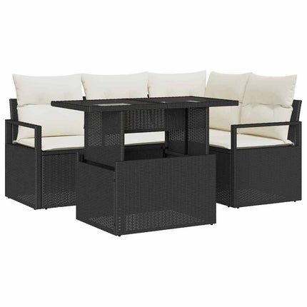 Havesofa Sæt 5 stk. 4-Antal sæder Sort og Cream polyrattan