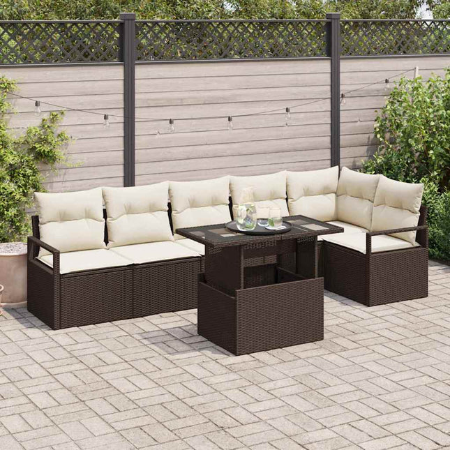 Havesofa Sæt 7 stk. Brun polyrattan
