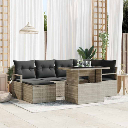 Havesofa Sæt 7 stk. Lysegrå polyrattan