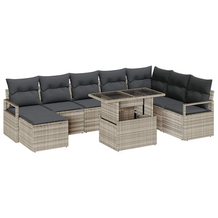 Havesofa Sæt 9 stk. Lysegrå polyrattan