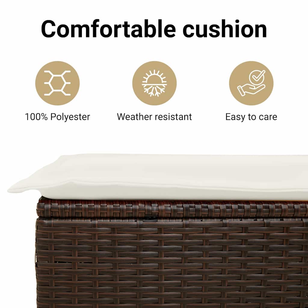 Havesofa Sæt med pude 5 pcs Brun og Creme polyrattan