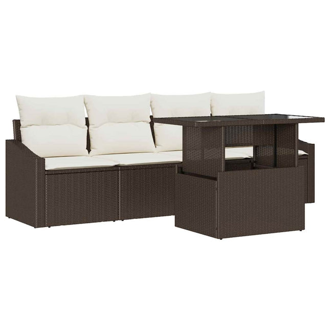 Havesofa Sæt 5 stk. Brun og Creme polyrattan