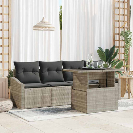 Havesofa Sæt 5 stk. Lysegrå polyrattan