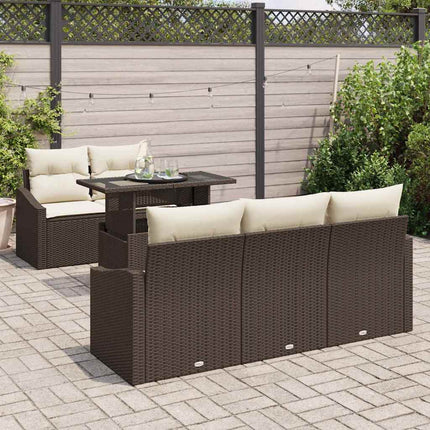 Havesofa Sæt 6 stk. Brun og Creme polyrattan