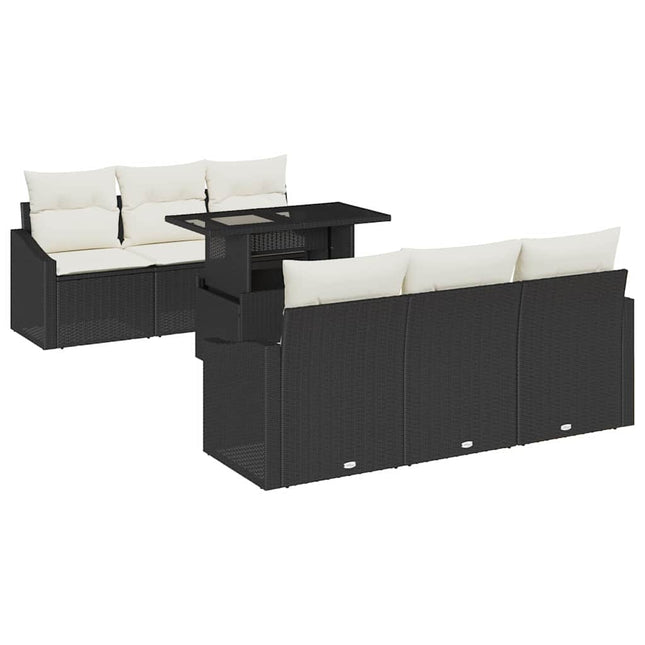 Havesofa Sæt 7 pcs Sort og cremefarvet 100 x 55 x 73 cm
