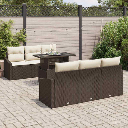 Havesofa Sæt 7 stk. Brun og Creme polyrattan