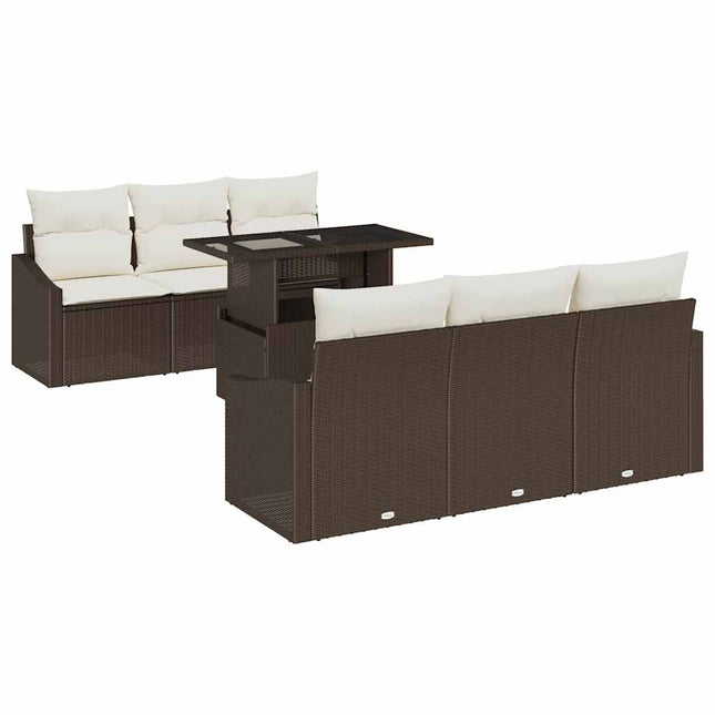 Havesofa Sæt 7 stk. Brun og Creme polyrattan