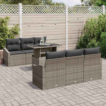 Havesofa Sæt 7 stk. Grå polyrattan