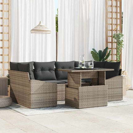 Havesofa Sæt 7 stk. Grå polyrattan