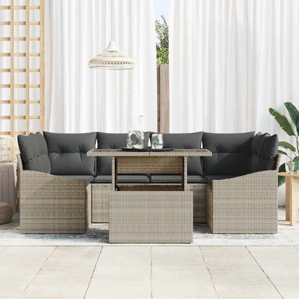 Havesofa Sæt 7 stk. Lysegrå polyrattan