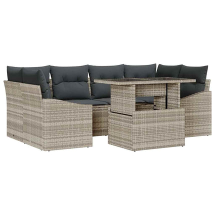 Havesofa Sæt 7 stk. Lysegrå polyrattan