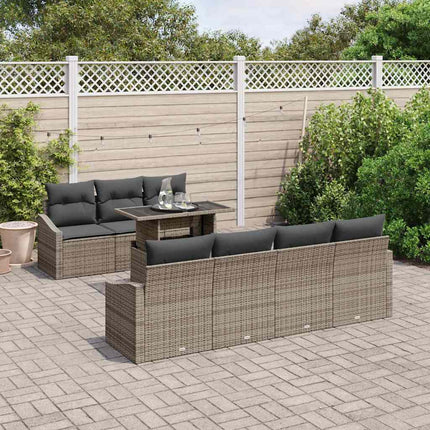 Havesofa Sæt med pude 8 pcs Grå polyrattan