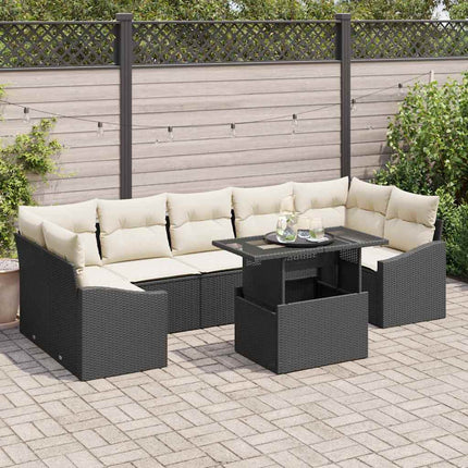 Havesofa Sæt 8 stk. Sort og Cream polyrattan