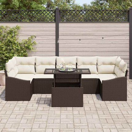 Havesofa Sæt 8 stk. Brun og Creme polyrattan