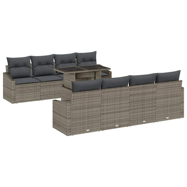 Havesofa Sæt med pude 7 pcs Grå polyrattan