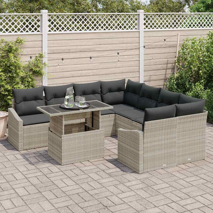 Havesofa Sæt 9 stk. Lysegrå polyrattan