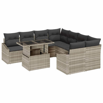 Havesofa Sæt 9 stk. Lysegrå polyrattan